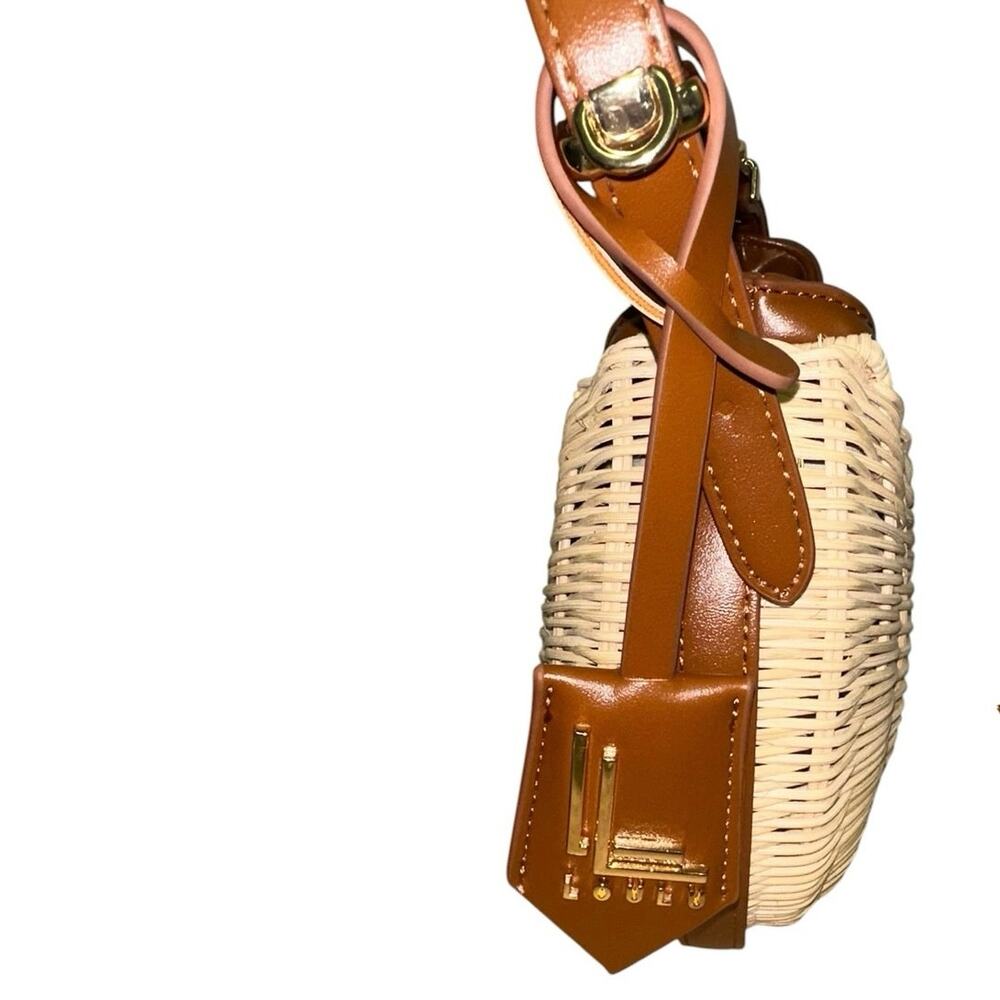 LOULU NWT Wicker Half Moon Shoulder Bag with Crossbody Strap - Picture 6 of 10